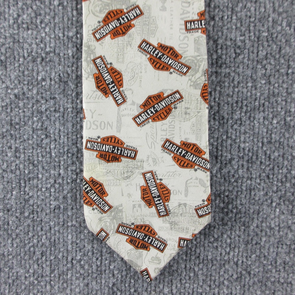 Harley-Davidson Tie Mens One‎ Size Gray Nostalgic Advertising Logo 2002